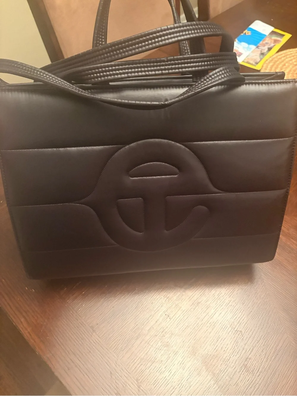 Telfar Black Quilted Logo Tote